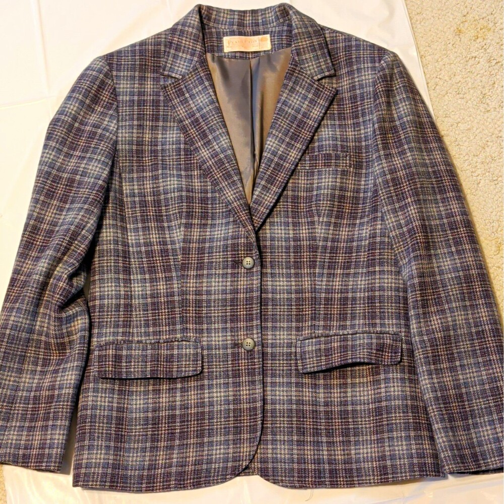 Pendleton Wool Tweed Plaid Blazer Women's Vintage